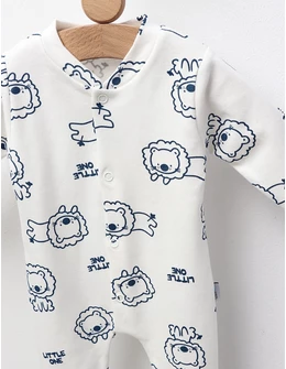 Salopeta Little One Lion, alb-albastru