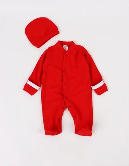 Salopeta + caciula baby CFX rosu