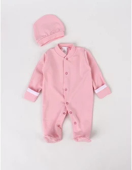 Salopeta + caciula baby CFX roz