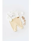 Salopeta Ursulet cu maneca lunga si botosei din 80%bumbac organic si 20% poliester - Crem, Baby Cosy 2
