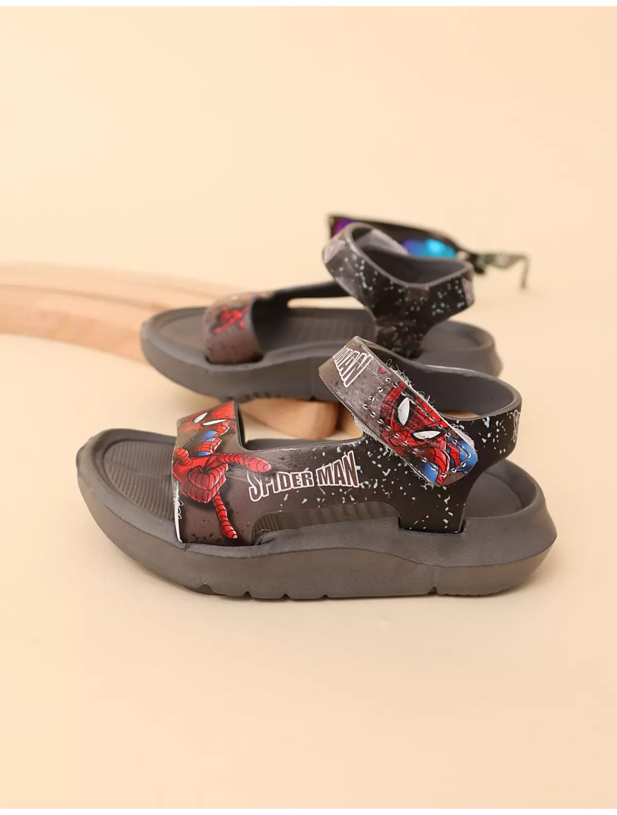 Sandale spuma spiderman negru-negru