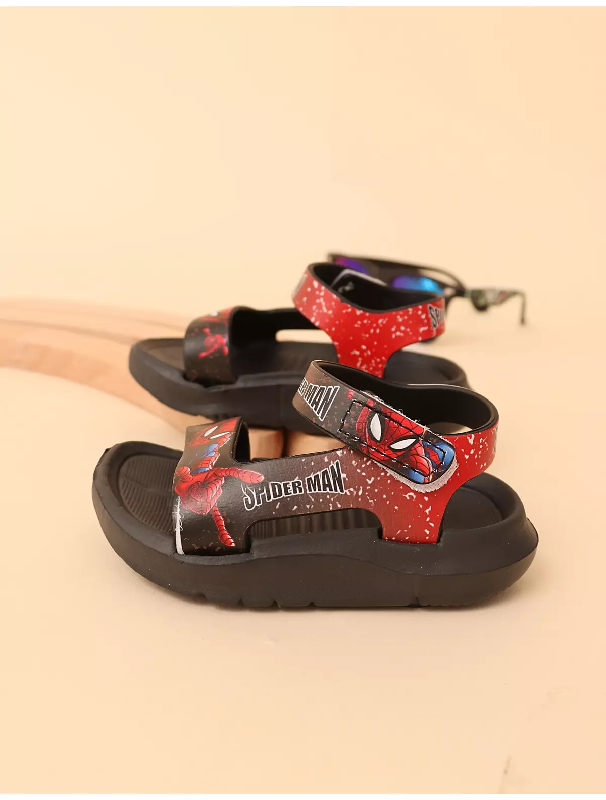 Sandale spuma spiderman negru-rosu