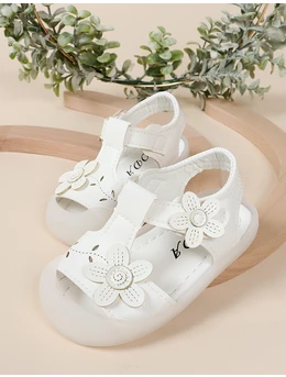 Sandalute floricele, model flexibil, alb 1