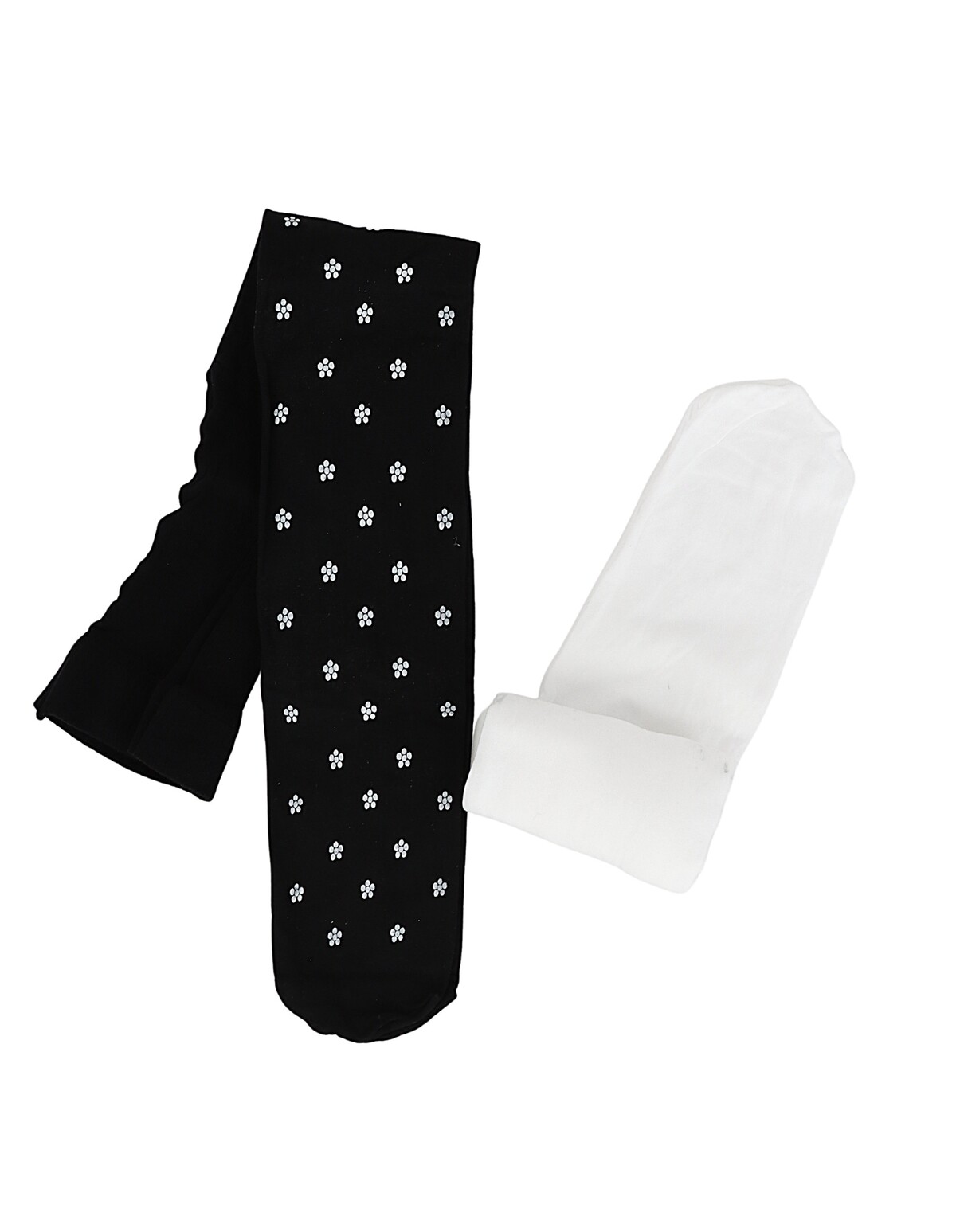 Set 2 dresuri alb si negru Micro 40 DEN floricele