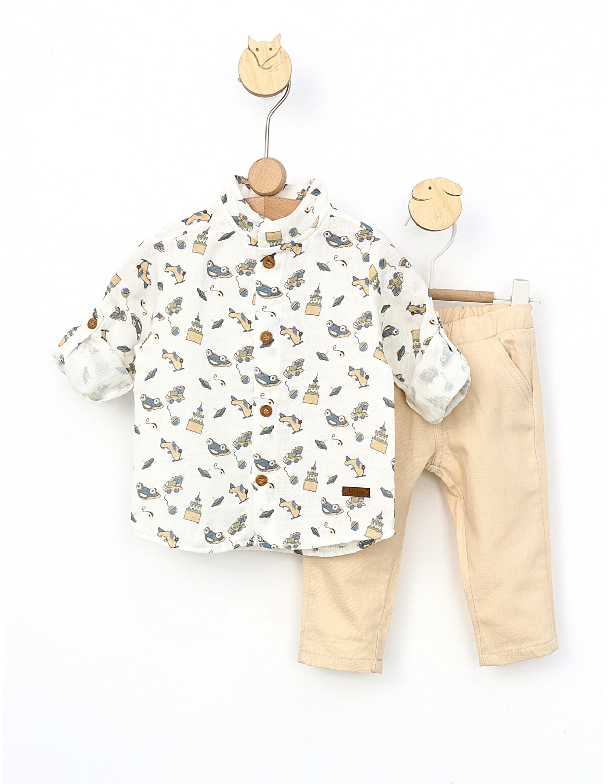 Set 2 piese camasuta Toy alb-crem