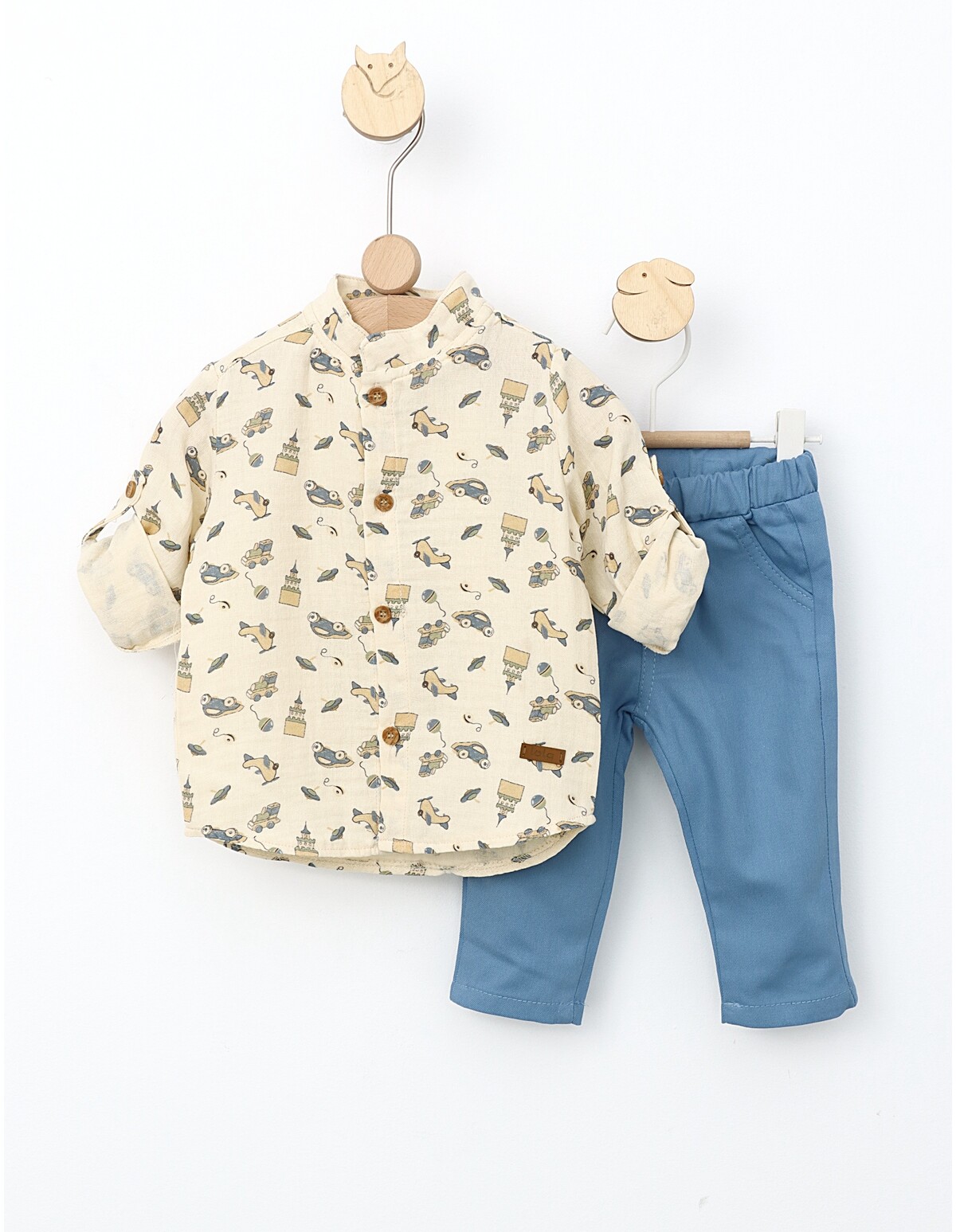 Set 2 piese camasuta Toy crem-albastru