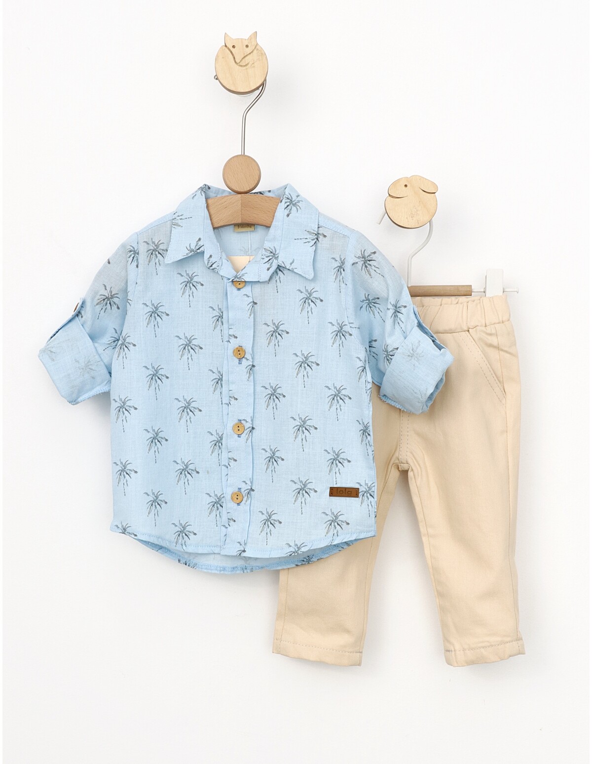 Set 2 piese elegant Palmier blue-crem