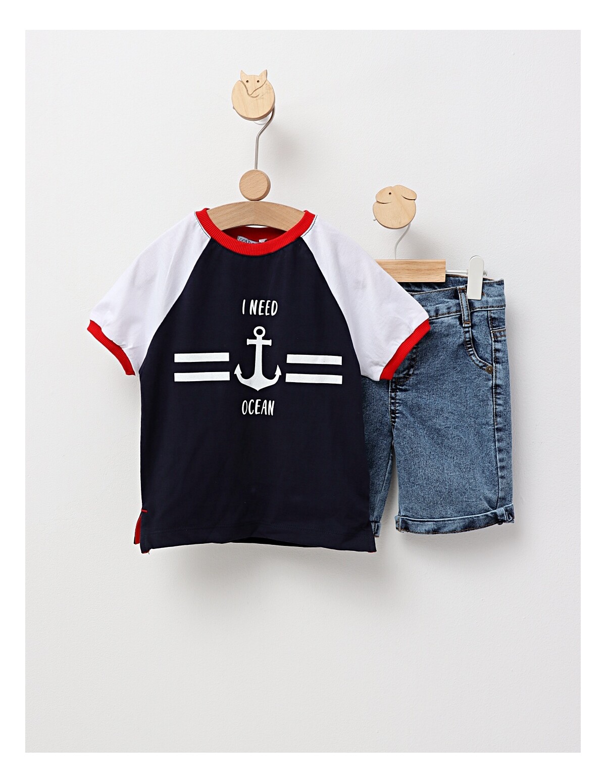 Set 2 piese 'I need ocean' bleumarin