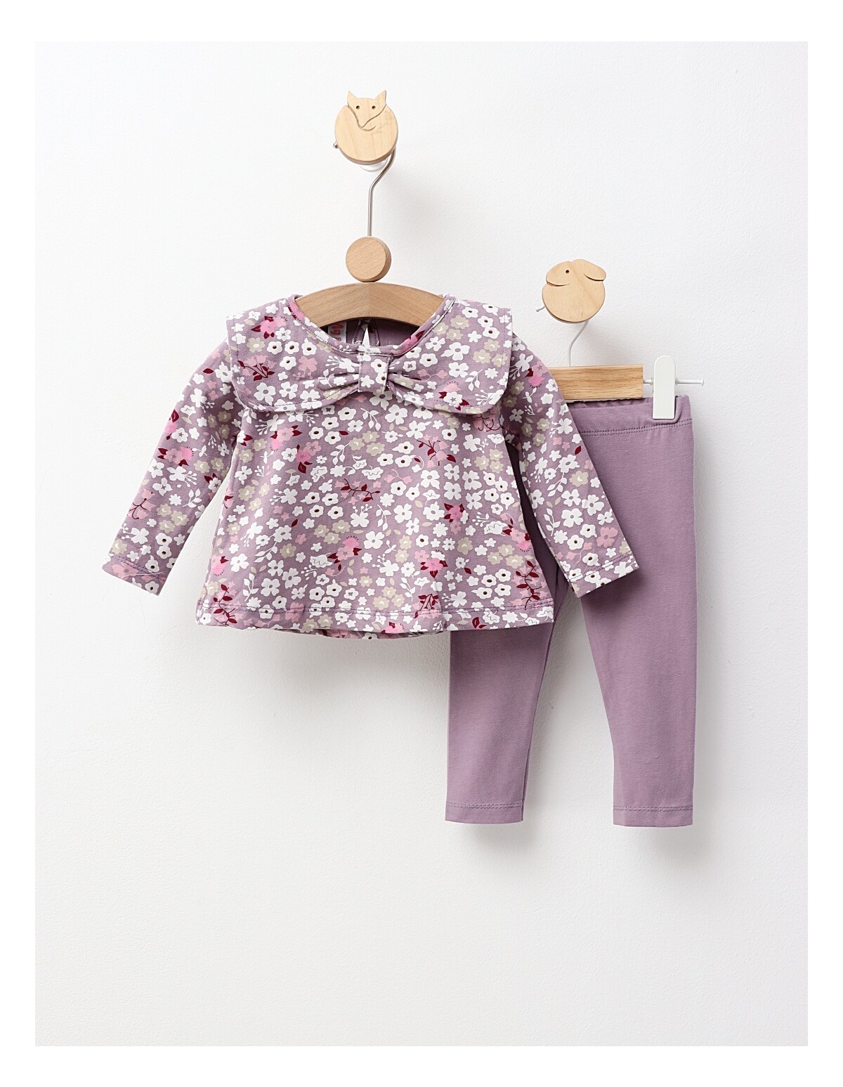 Set 2 piese Irina floricele mov