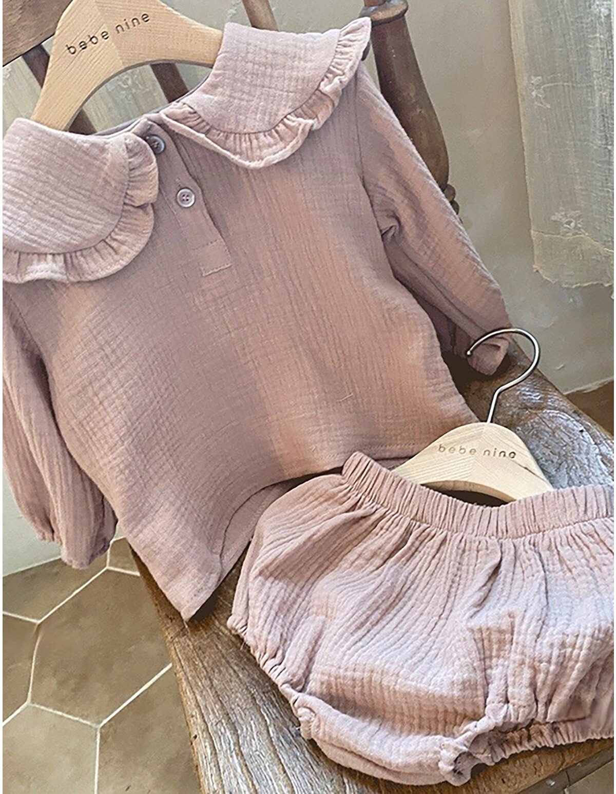 Set 2 piese muselina roz prafuit