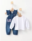 Set 2 piese Salopeta blug+Bluza Love, mov picture - 2