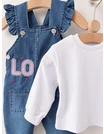 Set 2 piese Salopeta blug+Bluza Love, mov picture - 3