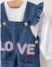 Set 2 piese Salopeta blug+Bluza Love, mov picture - 4