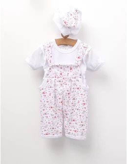 Set 3 piese bebelusi Bird s& Bear alb-rosu