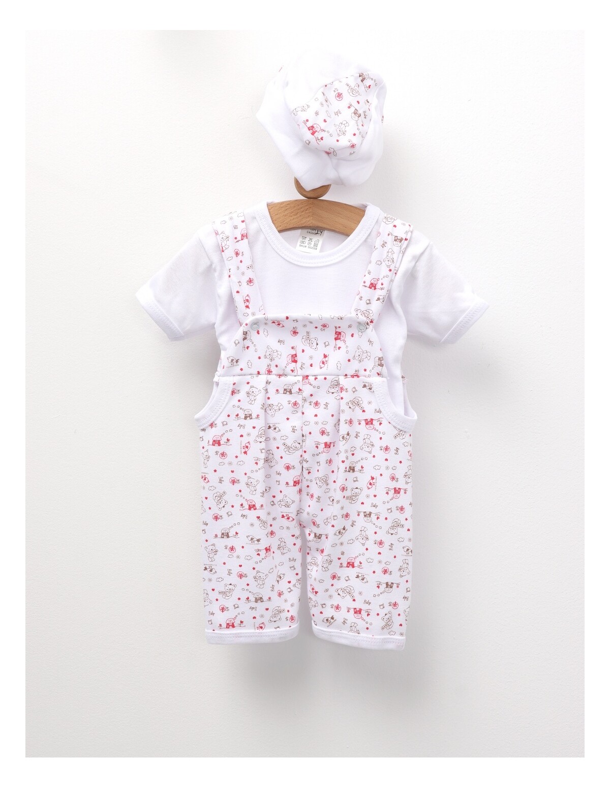 Set 3 piese bebelusi Bird s& Bear alb-rosu
