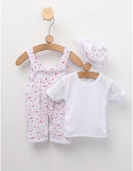 Set 3 piese bebelusi Bird s& Bear alb-rosu