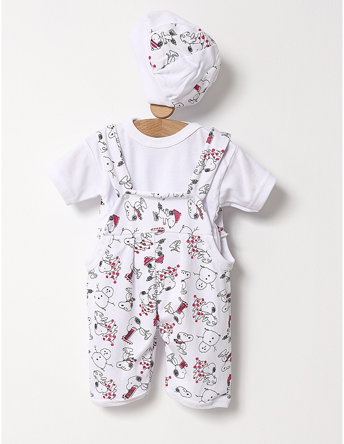 Set 3 piese bebelusi Snoopy alb-ciclam