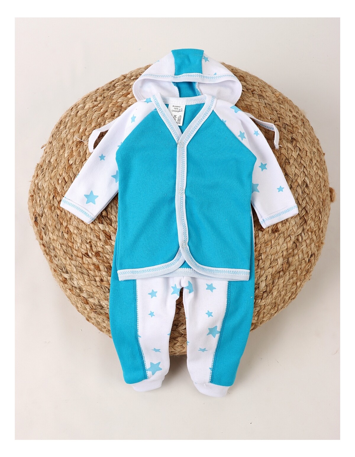 Set 3 piese bebelusi, stelute turcoaz