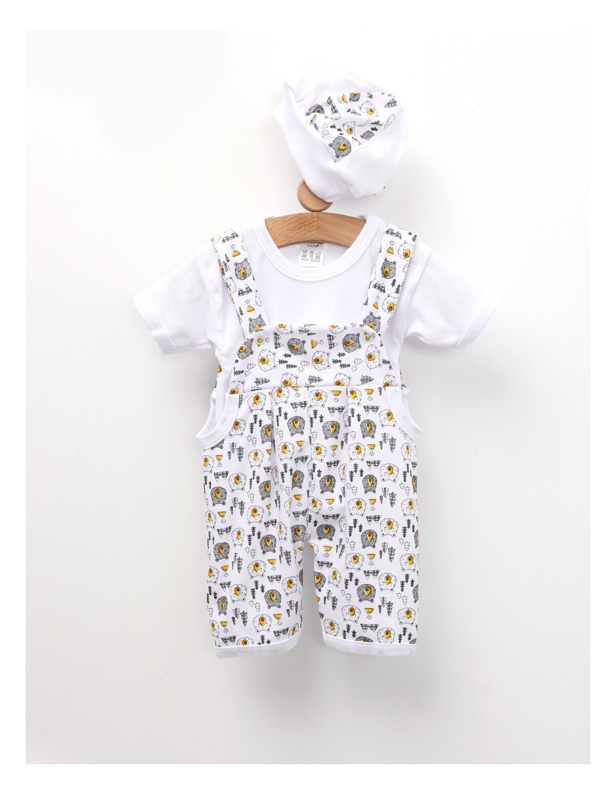 Set 3 piese bebelusi Wild Bear alb-gri