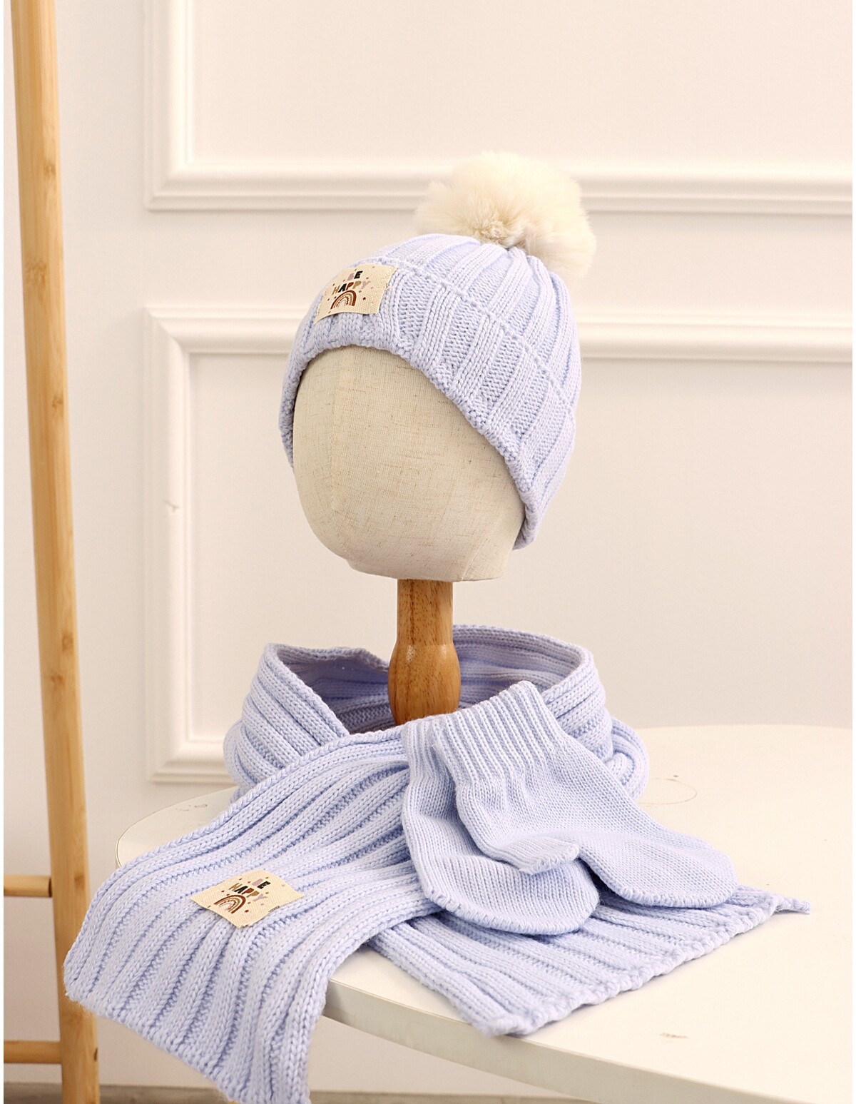 Set 3 piese, Caciulita, Fular, Manusi blue