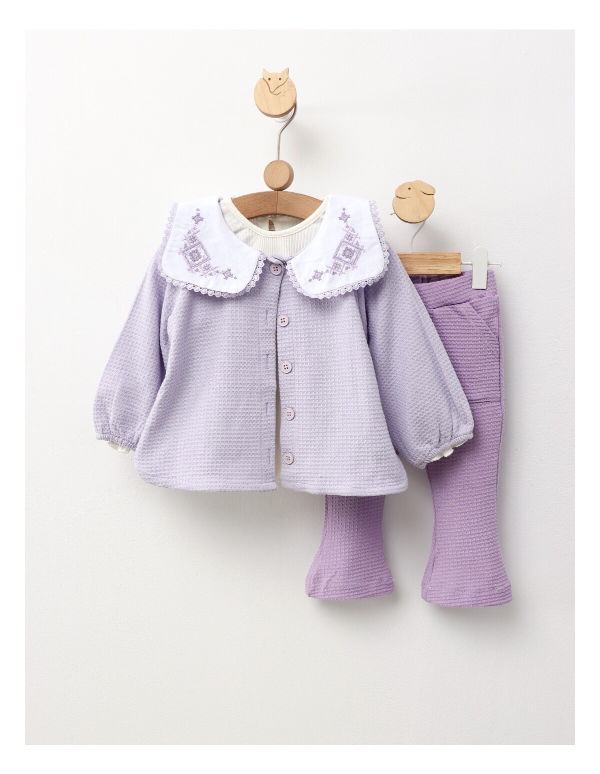 Set 3 piese, Cardigan, cu mov