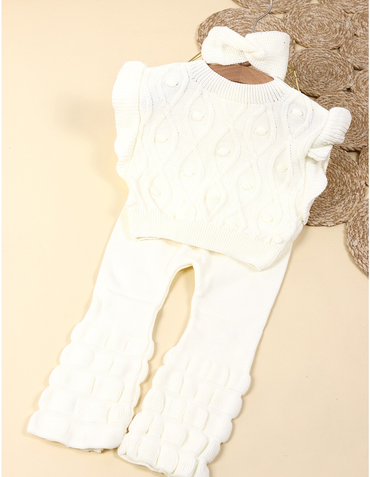 Set 3 piese crosetel Alia ecru