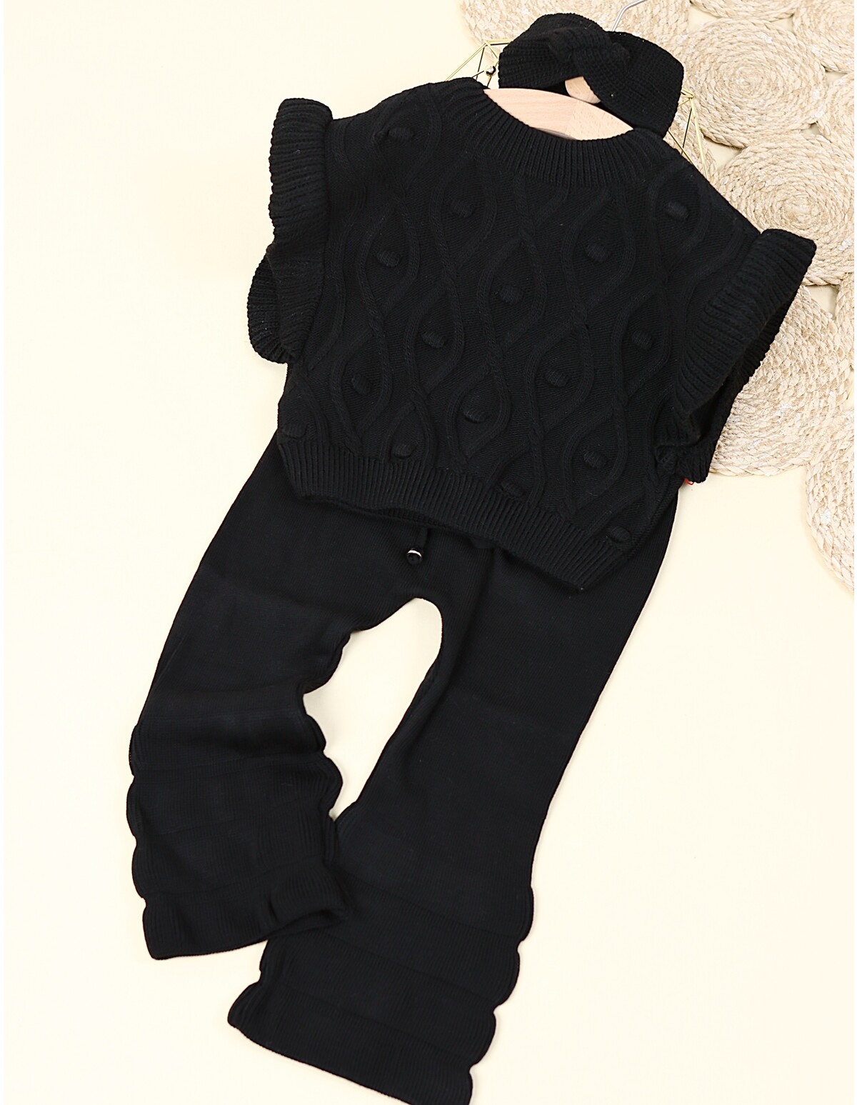 Set 3 piese crosetel Alia negru