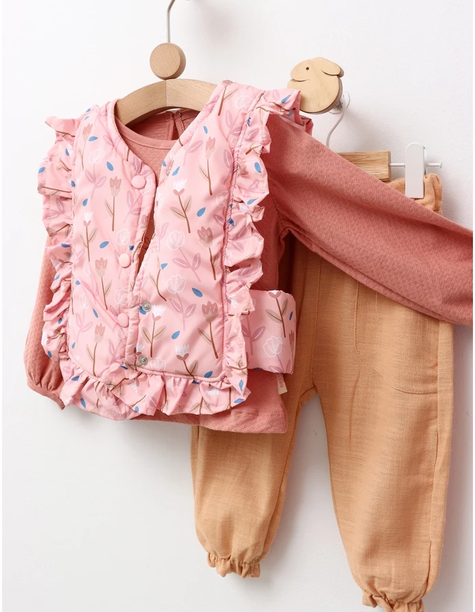 Set 3 piese, cu vesta Bouquet, cu roz-prafuit picture - 2