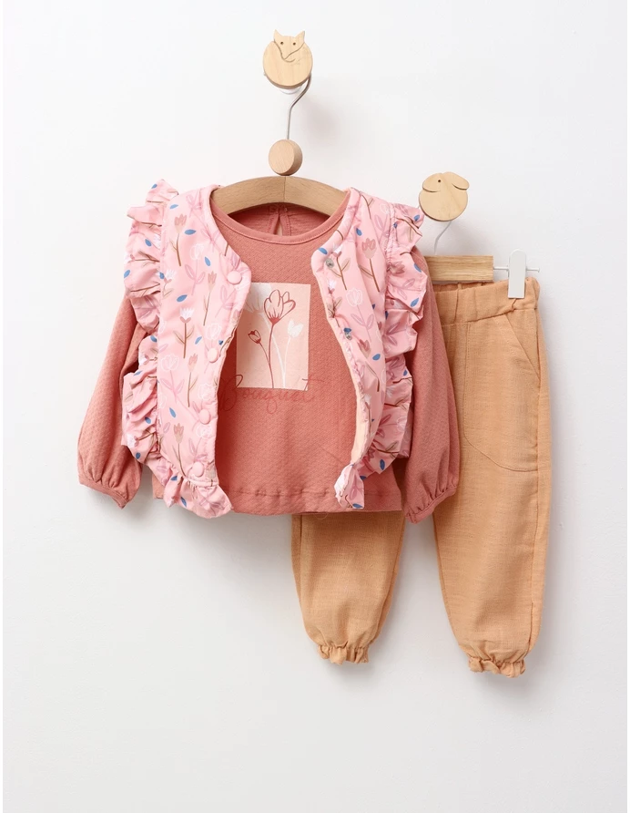 Set 3 piese, cu vesta Bouquet, cu roz-prafuit picture - 3