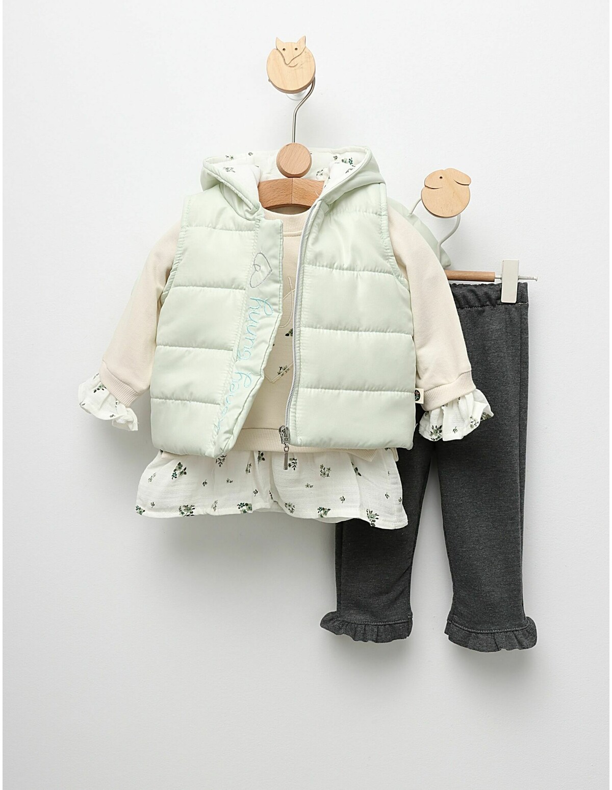 Set 3 piese cu Vesta, Bunny, verde