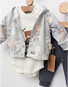 Set 3 piese Dream Little Bear, gri