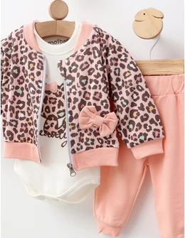 Set 3 piese, Fetita Leopard, model roz