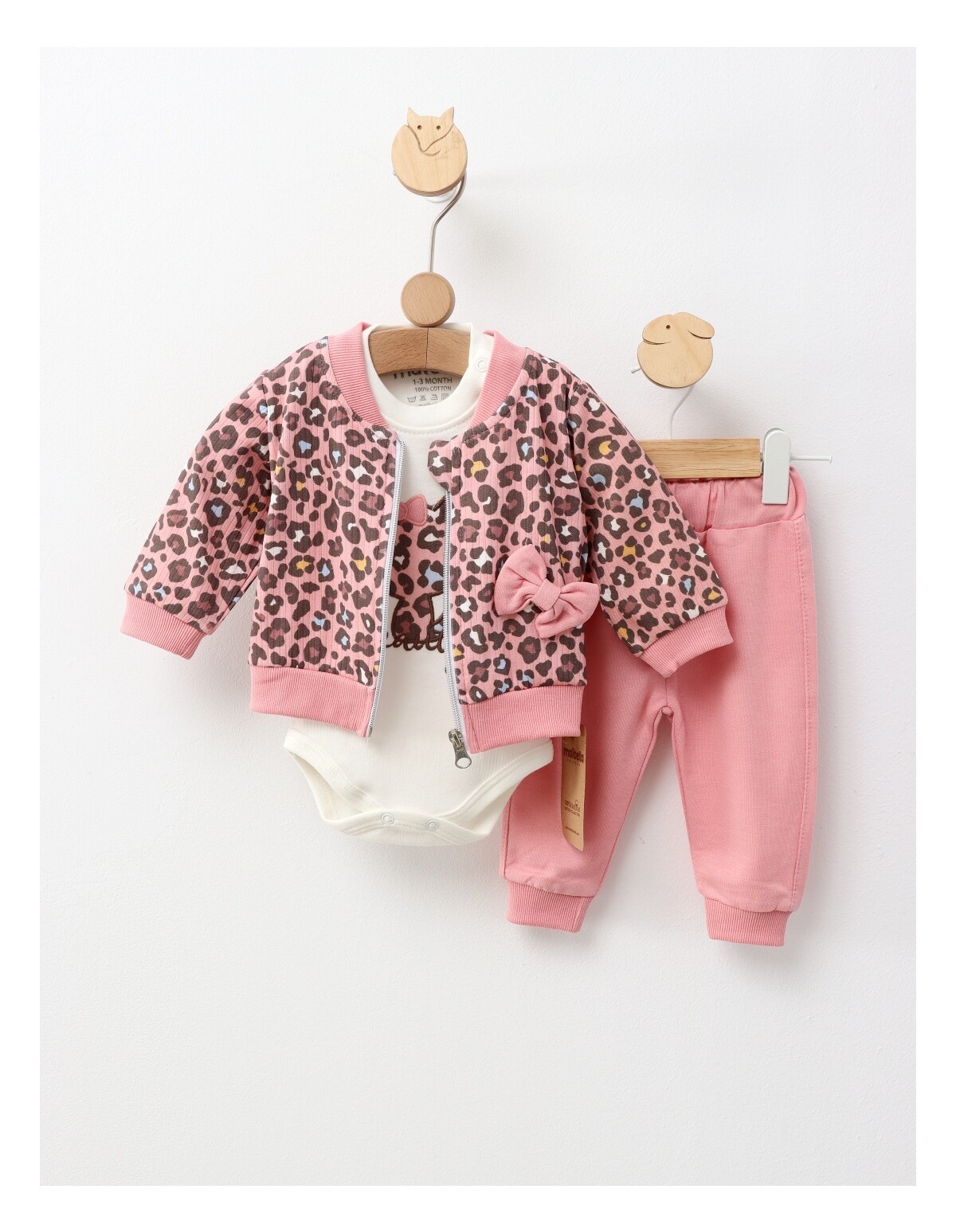 Set 3 piese, Fetita Leopard, model roz-prafuit