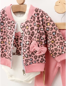 Set 3 piese, Fetita Leopard, model roz-prafuit