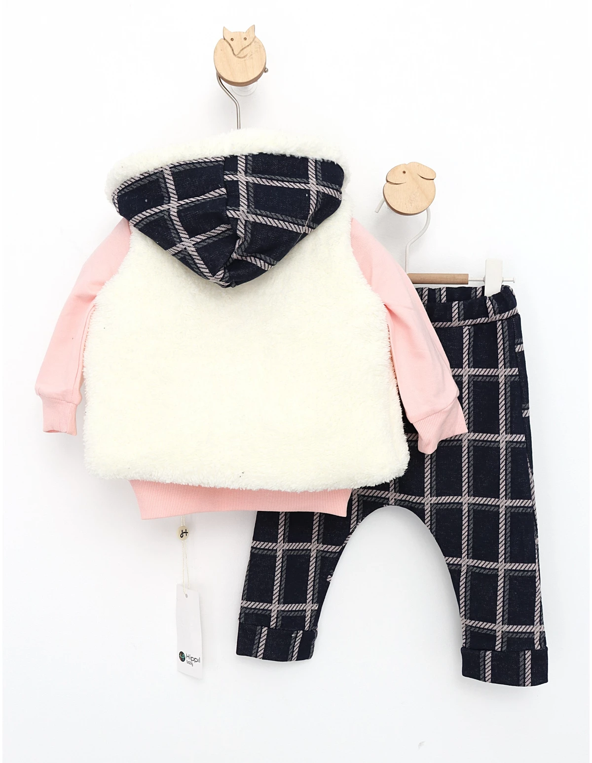 Set 3 piese Hipil Rabbit alb-roz