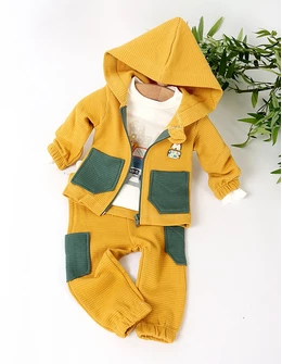 Set 3 piese, Little Dino, model cu galben