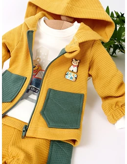 Set 3 piese, Little Dino, model cu galben