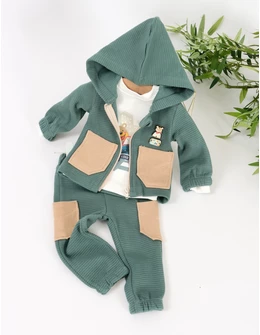 Set 3 piese, Little Dino, model cu verde