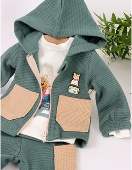 Set 3 piese, Little Dino, model cu verde