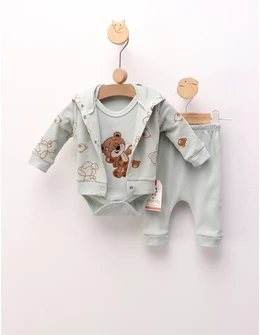 Set 3 piese, Little Hero Bear, verde