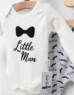 Set 3 piese, Little Man, model alb-negru