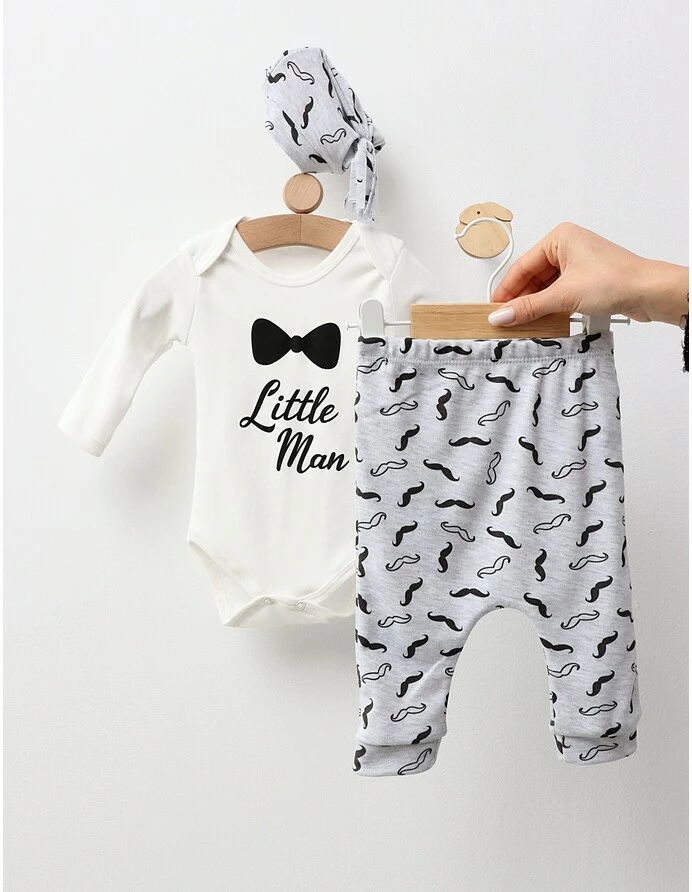 Set 3 piese, Little Man, model alb-negru picture - 3