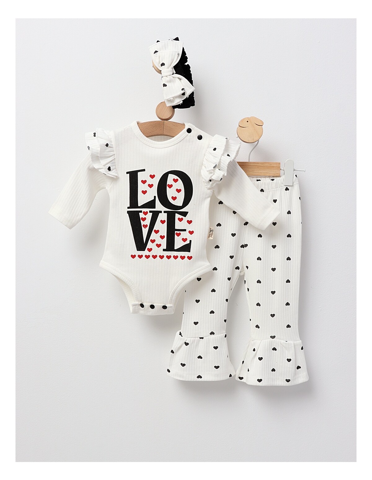 Set 3 piese LOVE alb-negru