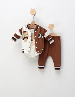 Set 3 piese, Mr Teddy, cu maro