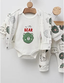 Set 3 piese, My Little Bear, cu verde