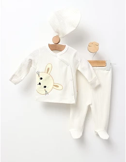 Set 3 piese Nana Iepuras, cu alb