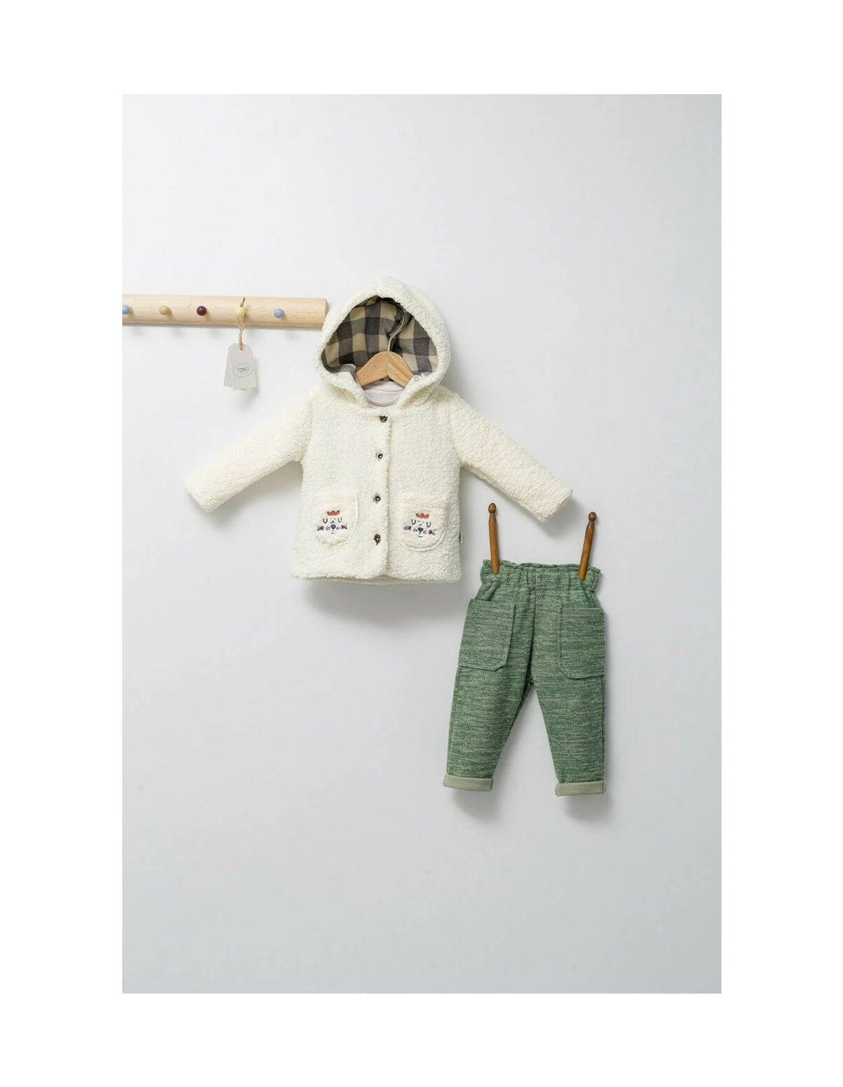 Set 3 piese: pantaloni, bluzita si hainuta pentru bebelusi KING, Tongs baby