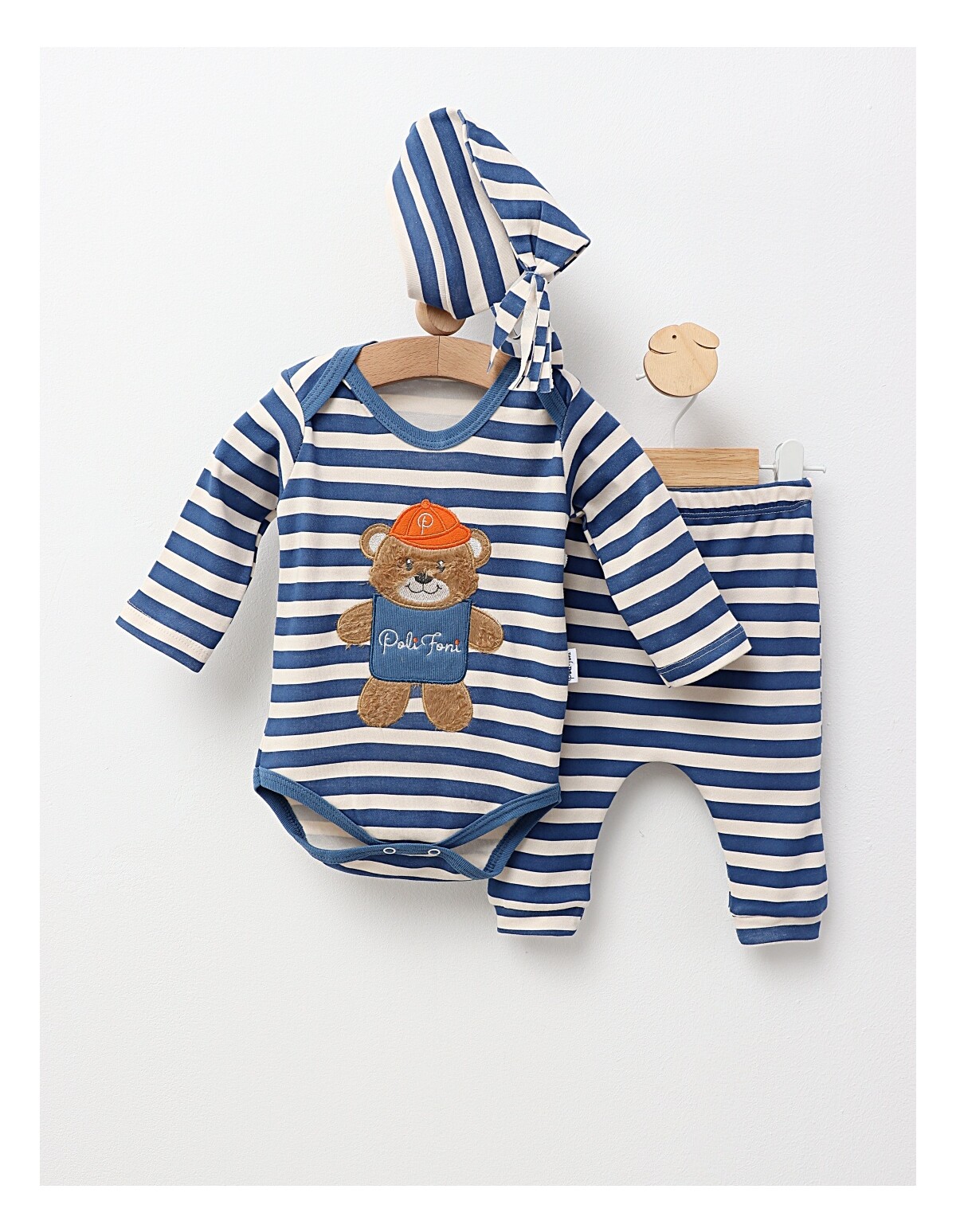 Set 3 piese, Poli Foni Bear, albastru