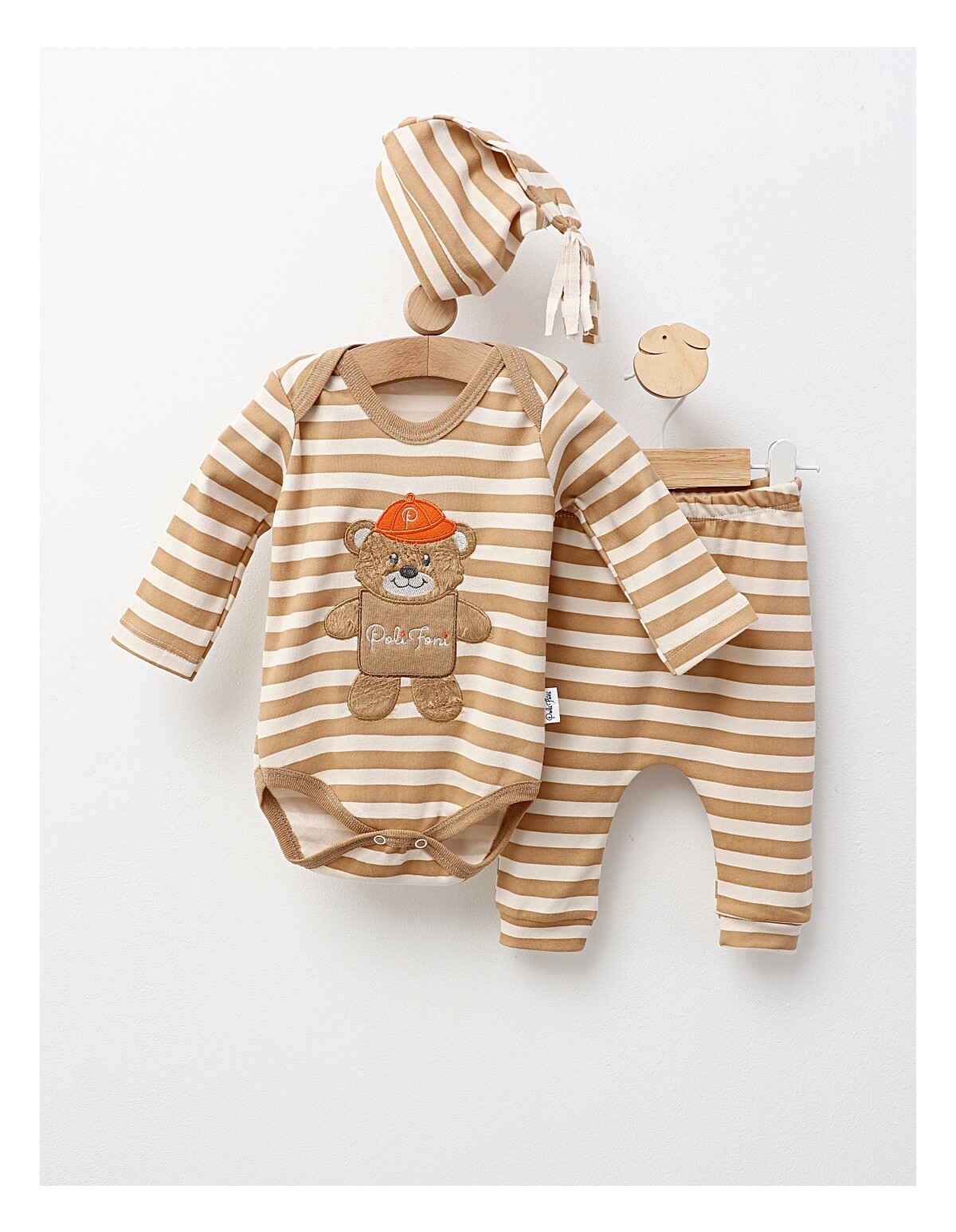 Set 3 piese, Poli Foni Bear, bej