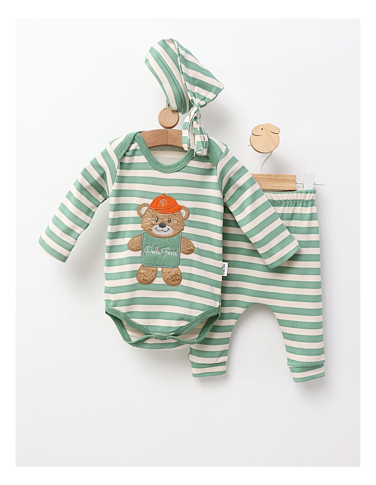 Set 3 piese, Poli Foni Bear, verde